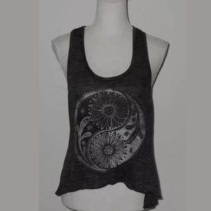 Stranded Gray Floral Yin Yang Tank Top L
